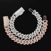 GL 13mm 925 Sterling Silver Double row drill Zircon Cuban Link Chain