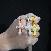 GL Iced Out Layered Cross 925 Silver Moissanite Pendant