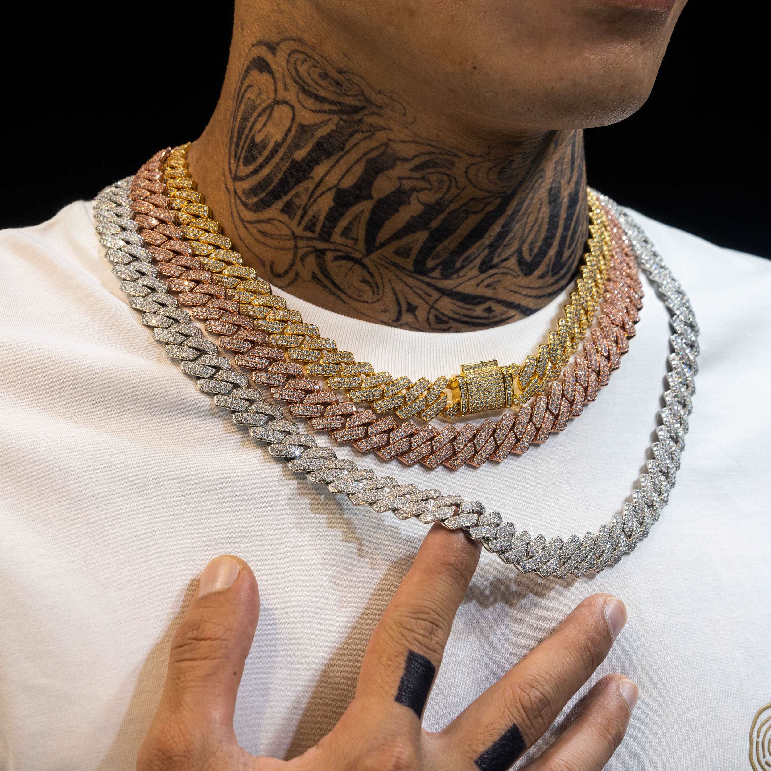 13.6mm Hip Hop Brass Zircon Cuban Chain