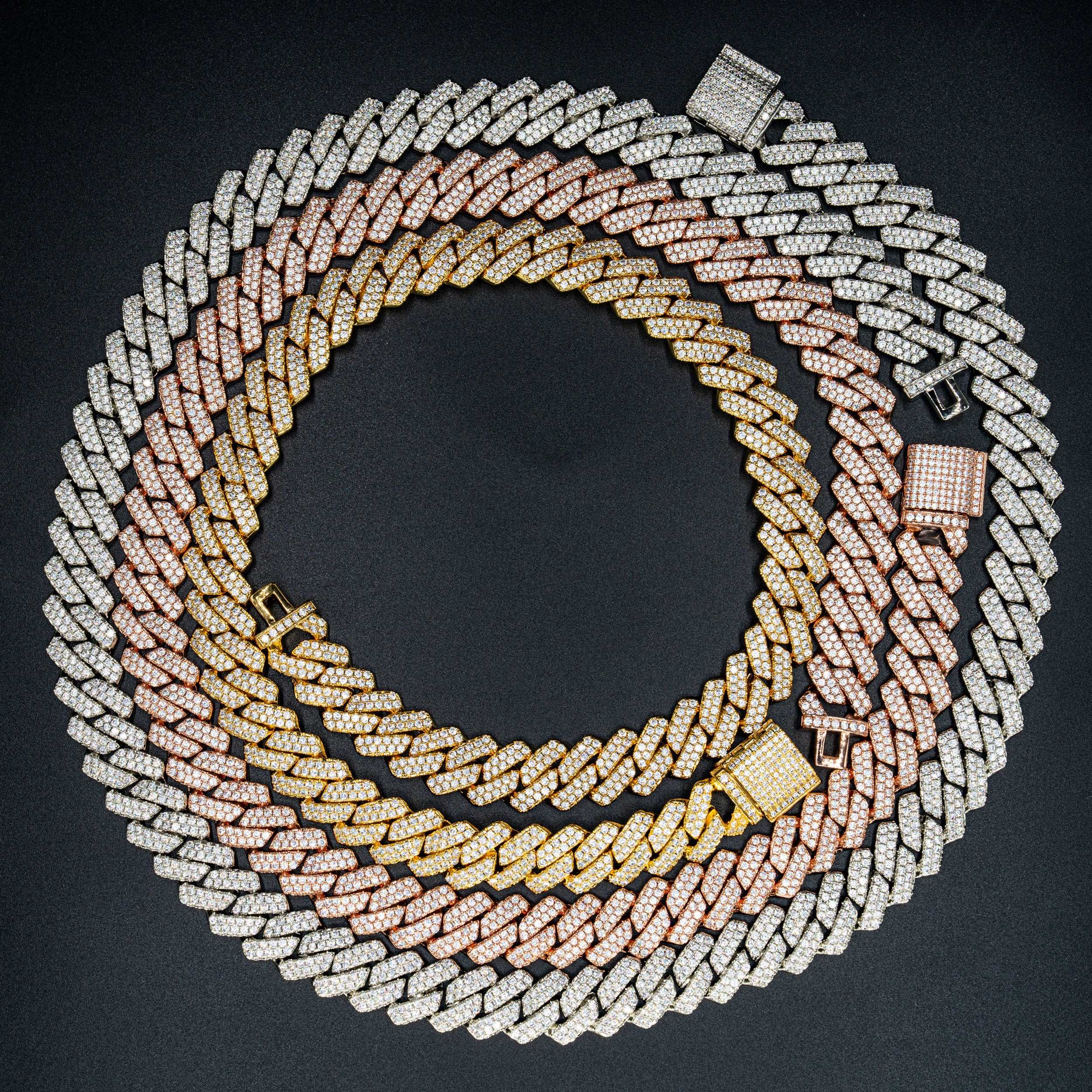 13.6mm Hip Hop Brass Zircon Cuban Chain