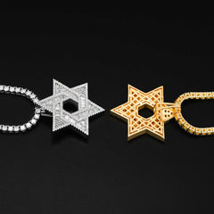 GL Iced Out Hip Hop Brass Zircon Hexagram Pendant