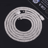 GL 5mm Iced Out Cuban 1 Rows of Stones Link Chain Bracelet Necklace