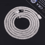 GL 5mm Iced Out Cuban 1 Rows of Stones Link Chain Bracelet Necklace