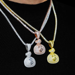 GL Hip Hop VVS Moissanite Iced Out Money Bag Pendant
