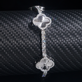 GL Laser Four Leaf Clover 925 Silver Moissanite 3mm Tennis Chain