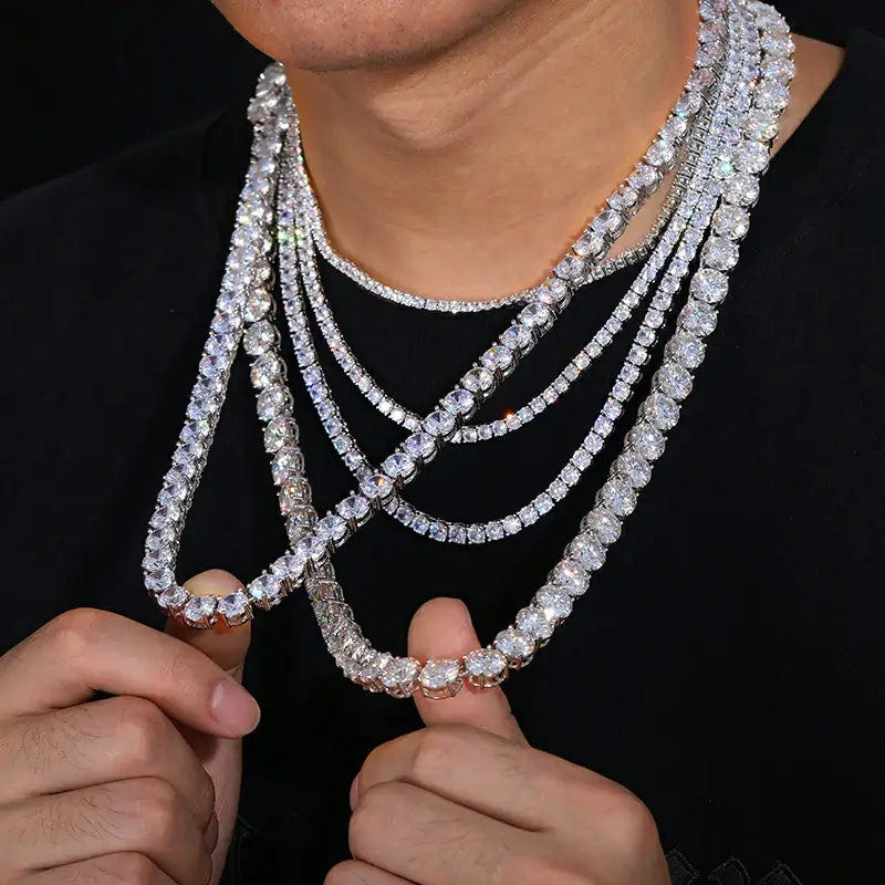 GL Stainless Steel Zircon Tennis Chain Bracelet Necklace Secondary image