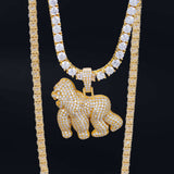 【US 3 Days Delivery】GL Gorilla 925 Sterling Silver Moissanite Pendant