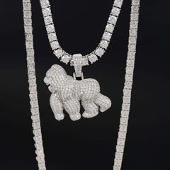 【US 3 Days Delivery】GL Gorilla 925 Sterling Silver Moissanite Pendant