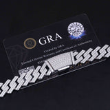 GL 14mm Silver Plated  VVS GRA Certified Moissanite Cuban Link Chain