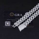 GL 14mm Silver Plated  VVS GRA Certified Moissanite Cuban Link Chain