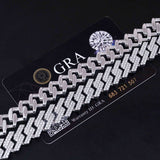 GL 14mm Silver Plated  VVS GRA Certified Moissanite Cuban Link Chain