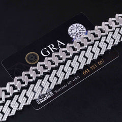 GL 14mm Silver Plated VVS GRA Certified Moissanite Cuban Link Chain