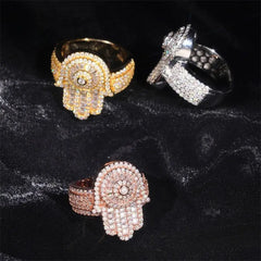 GL Square Palm Hip Hop Ring 925 Silver inlaid Moissanite Men's and Women's Ring