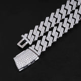 GL 14mm Silver Plated  VVS GRA Certified Moissanite Cuban Link Chain
