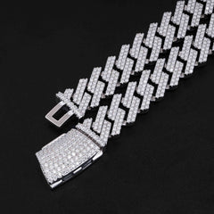 GL 14mm Silver Plated VVS GRA Certified Moissanite Cuban Link Chain