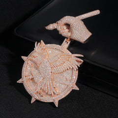 GL Iced Out Hip Hop Gothic Rose Cross Moissanite Diamond Pendant