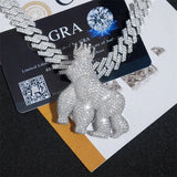 GL Iced Out Crown Gorilla Pendant Full VVS Moissanite Diamond