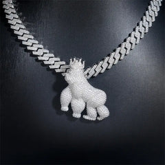 GL Iced Out Crown Gorilla Pendant Full VVS Moissanite Diamond