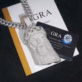 GL Iced Out Silver BaguetteMoissanite Jesus Pendant