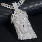 GL Iced Out Silver BaguetteMoissanite Jesus Pendant