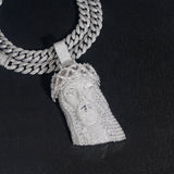 GL Iced Out Silver BaguetteMoissanite Jesus Pendant
