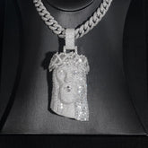 GL Iced Out Silver BaguetteMoissanite Jesus Pendant