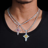 GL Notre Dame Cross Colored Moissanite Diamond Pendant