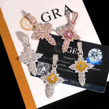 GL Notre Dame Cross Colored Moissanite Diamond Pendant