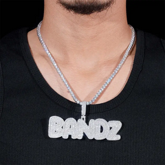 GL BANDZ Letter Pendant Full Inlaid VVS Moissanite Diamonds S925 Silver