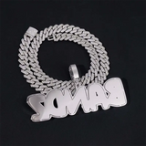 GL BANDZ Letter Pendant Full Inlaid VVS Moissanite Diamonds S925 Silver