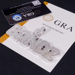 GL BANDZ Letter Pendant Full Inlaid VVS Moissanite Diamonds S925 Silver