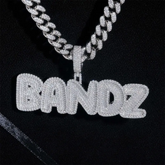 GL BANDZ Letter Pendant Full Inlaid VVS Moissanite Diamonds S925 Silver