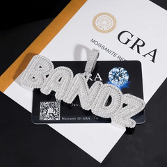 GL BANDZ Letter Pendant Full Inlaid VVS Moissanite Diamonds S925 Silver