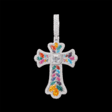 GL Iced Out Color Cross Hip Hop Silver VVS Moissanite Pendant