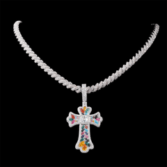 GL Iced Out Color Cross Hip Hop Silver VVS Moissanite Pendant