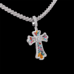 GL Iced Out Color Cross Hip Hop Silver VVS Moissanite Pendant