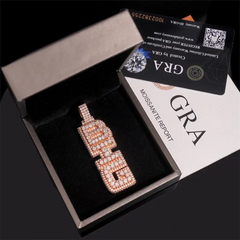 GL BIG Letter Pendant Full Inlaid VVS Moissanite Diamonds S925 Silver