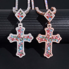 GL Color Cross Hip Hop Silver VVS Moissanite Pendant