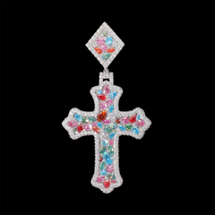 GL Color Cross Hip Hop Silver VVS Moissanite Pendant