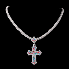 GL Color Cross Hip Hop Silver VVS Moissanite Pendant