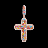 GL Color Rounded Cross Hip Hop Silver VVS Moissanite Pendant