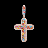 GL Color Rounded Cross Hip Hop Silver VVS Moissanite Pendant