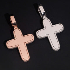 GL Color Rounded Cross Hip Hop Silver VVS Moissanite Pendant