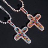 GL Color Rounded Cross Hip Hop Silver VVS Moissanite Pendant