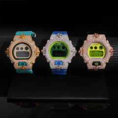 9.27 CT Moissanite Cross Iced Out G Shock DW6900 Custom Watch Case