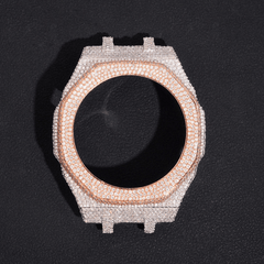 Premium Moissanite Watch Shell – 925 Silver Plated, Hand-Set Stones