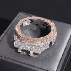 Premium Moissanite Watch Shell – 925 Silver Plated, Hand-Set Stones