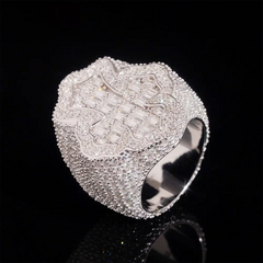 GL Hip Hop Cross Ring Fine Jewelry S925 Silver VVS Baguette Moissanite Cross Cuban Ring