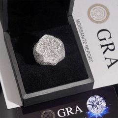 GL Hip Hop Cross Ring Fine Jewelry S925 Silver VVS Baguette Moissanite Cross Cuban Ring