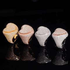 GL Custom Jewelry 925 Sterling Silver moissanite Ring VVS diamond Hip Hop Heart Ring